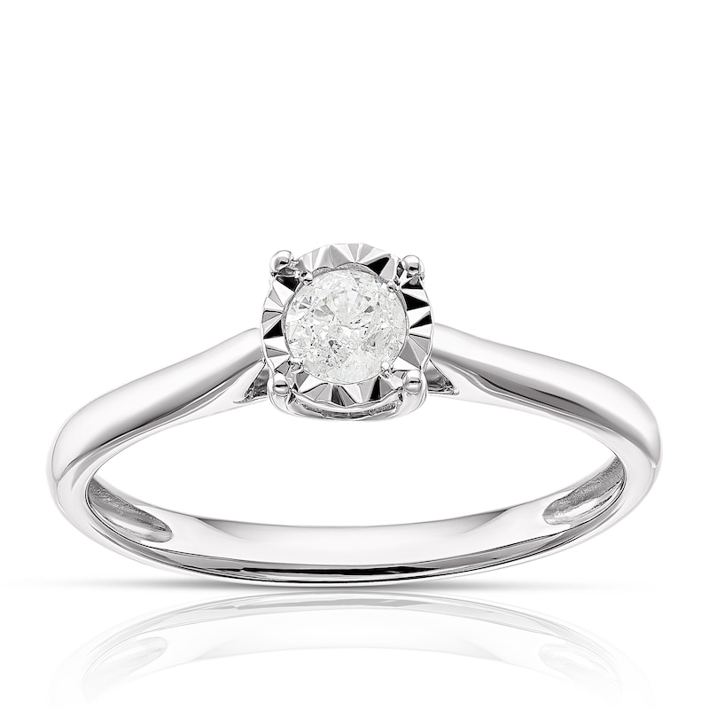 Main Image 1 of 9ct White Gold 0.20ct Diamond Illusion Set Solitaire Ring