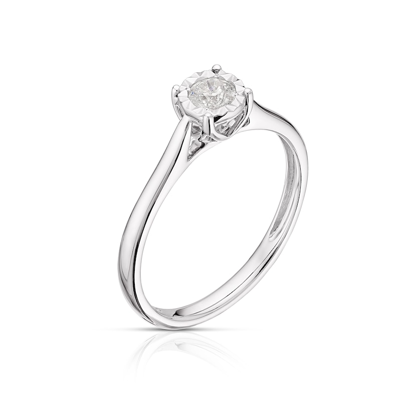 Main Image 2 of 9ct White Gold 0.20ct Diamond Illusion Set Solitaire Ring
