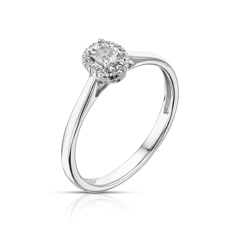 Sterling Silver 0.06ct Total Diamond Halo Solitaire Ring