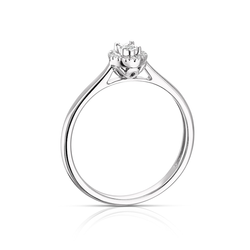 Sterling Silver 0.06ct Total Diamond Halo Solitaire Ring