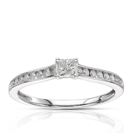 9ct White Gold 0.33ct Diamond Princess Cut Solitaire Ring