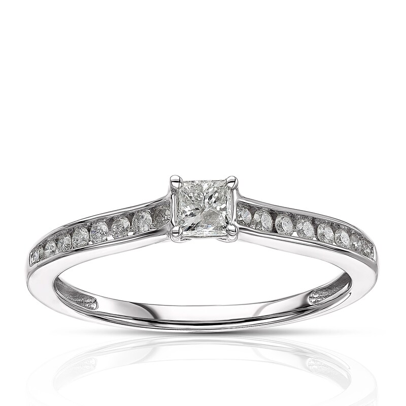 9ct White Gold 0.33ct Diamond Princess Cut Solitaire Ring