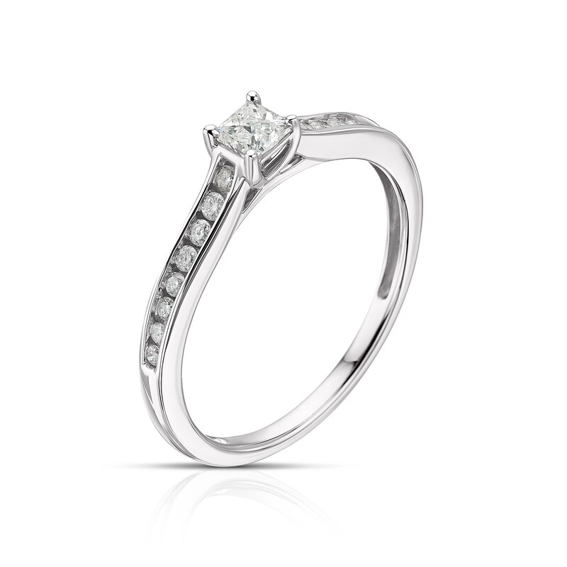 9ct White Gold 0.33ct Diamond Princess Cut Solitaire Ring