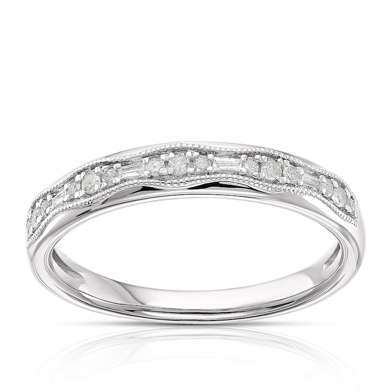 Sterling Silver 0.12ct Diamond Wave Half Eternity Ring H.Samuel