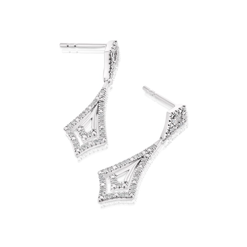 Sterling Silver 0.10ct Diamond Vintage Drop Earrings
