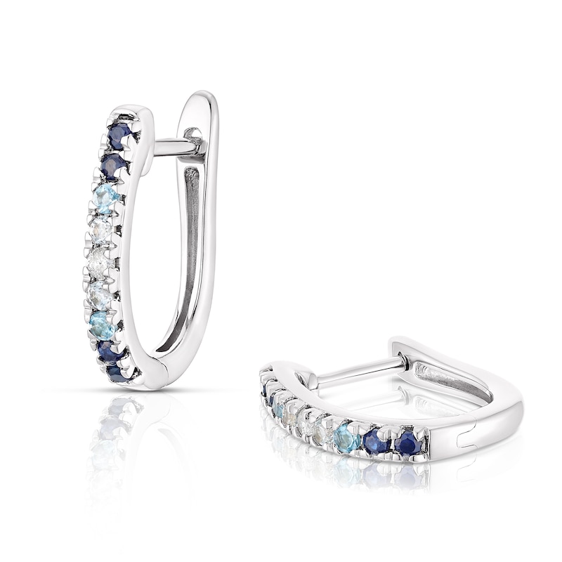 Sterling Silver Sapphire Topaz & 0.03ct Diamond Earrings