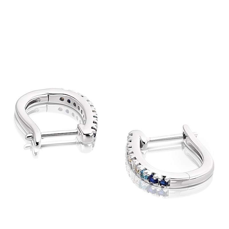 Main Image 2 of Sterling Silver Sapphire Topaz & 0.03ct Diamond Earrings
