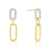 Thumbnail Image 1 of Sterling Silver & 18ct Gold Plated Vermeil 0.10ct Diamond Link Drop Earrings