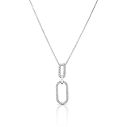 Sterling Silver 0.10ct Diamond Link Drop Pendant