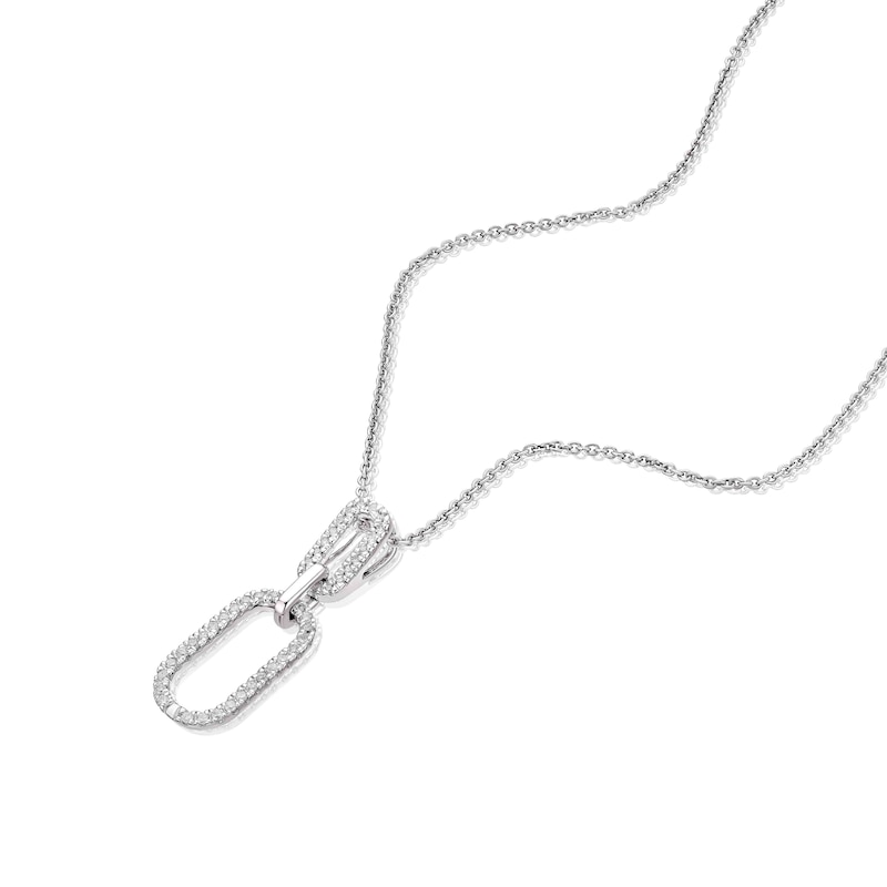 Main Image 2 of Sterling Silver 0.10ct Diamond Link Drop Pendant