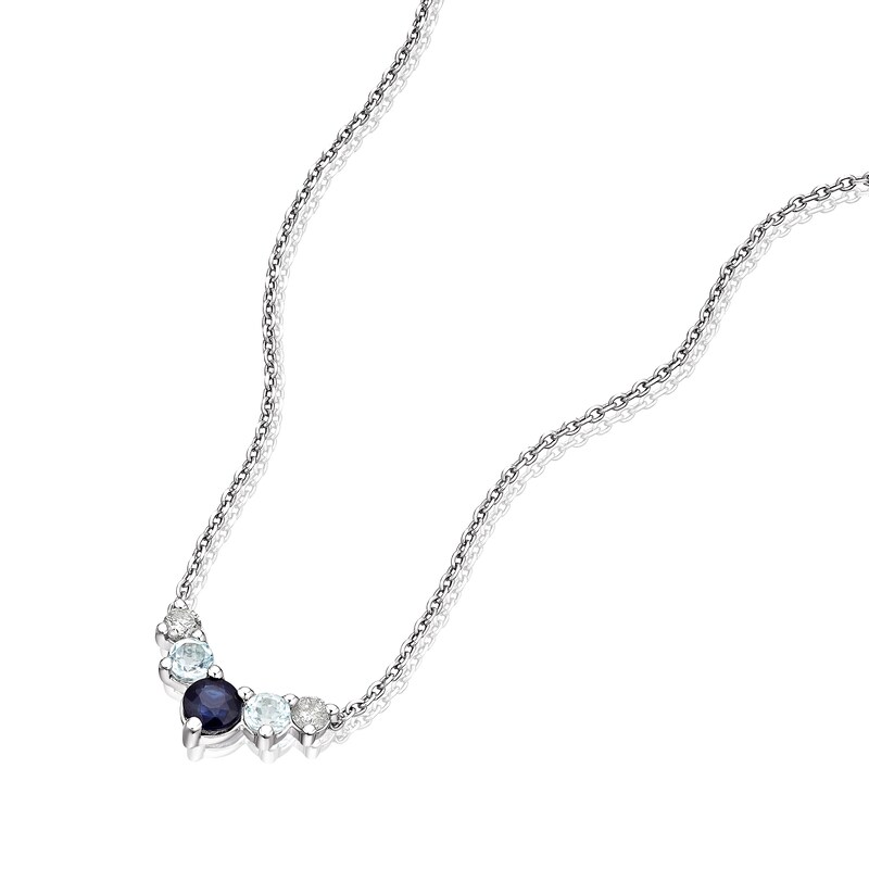 Sterling Silver Sapphire Topaz & 0.06ct Diamond Necklace