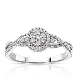 Sterling Silver 0.15ct Diamond Round Cluster Ring