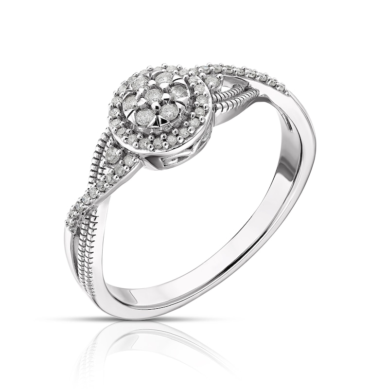 Main Image 2 of Sterling Silver 0.15ct Diamond Round Cluster Ring