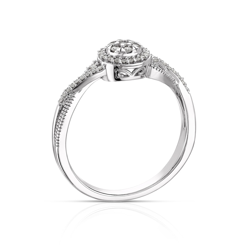 Main Image 3 of Sterling Silver 0.15ct Diamond Round Cluster Ring