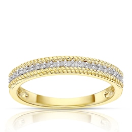 Sterling Silver & 18ct Gold Plated 0.08ct Diamond Half Eternity Ring