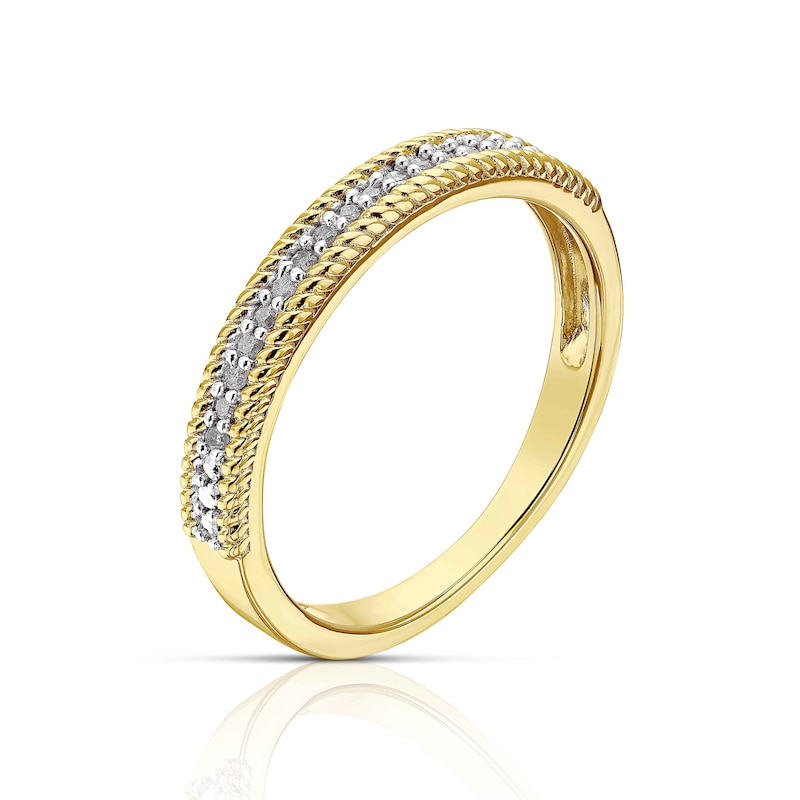 Main Image 2 of Sterling Silver & 18ct Gold Plated 0.08ct Diamond Half Eternity Ring