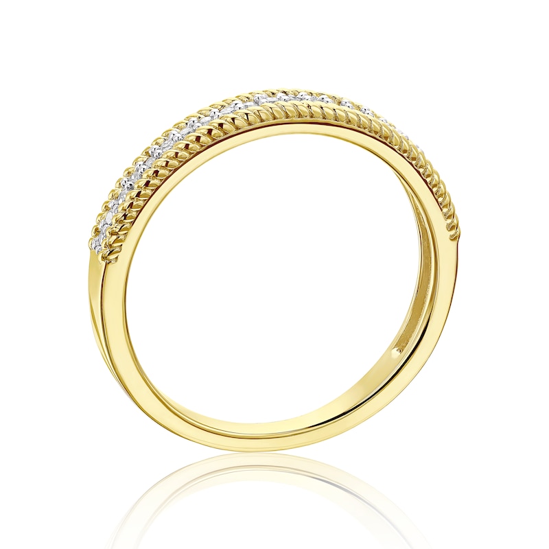 Sterling Silver & 18ct Gold Plated 0.08ct Diamond Half Eternity Ring