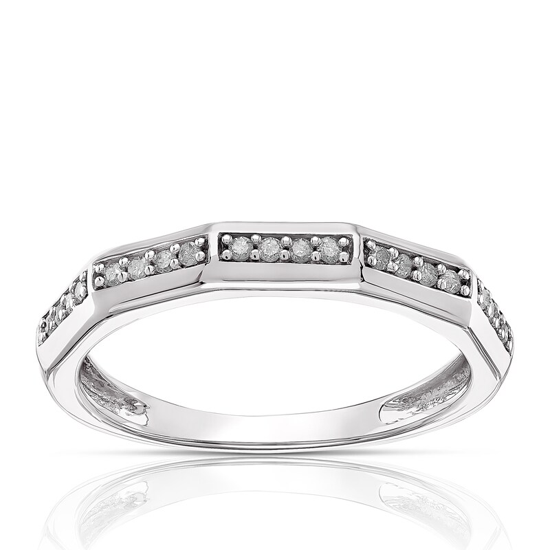 Main Image 1 of 9ct White Gold 0.12ct Diamond Five Row Half Eternity Ring