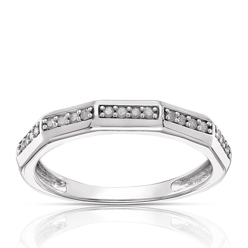 9ct White Gold 0.12ct Diamond Five Row Half Eternity Ring