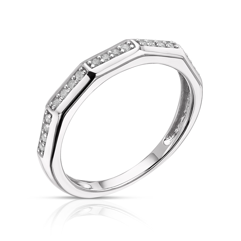 9ct White Gold 0.12ct Diamond Five Row Half Eternity Ring