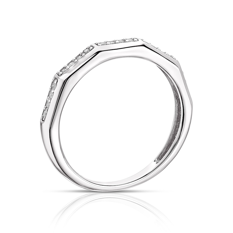 9ct White Gold 0.12ct Diamond Five Row Half Eternity Ring