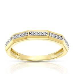 9ct Yellow Gold 0.12ct Diamond Five Row Half Eternity Ring