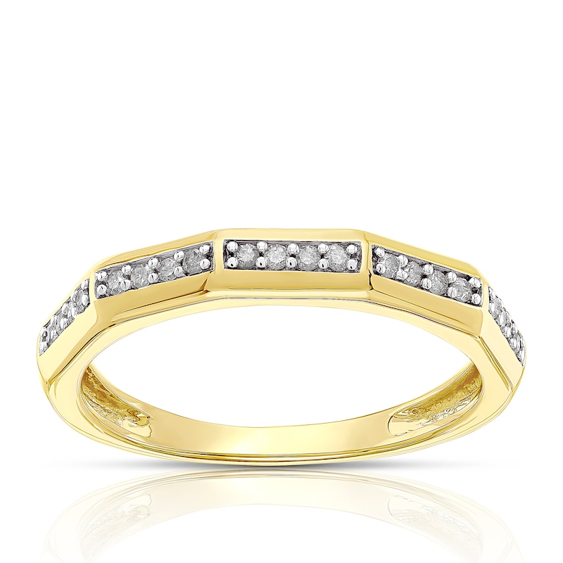 Main Image 1 of 9ct Yellow Gold 0.12ct Diamond Five Row Half Eternity Ring