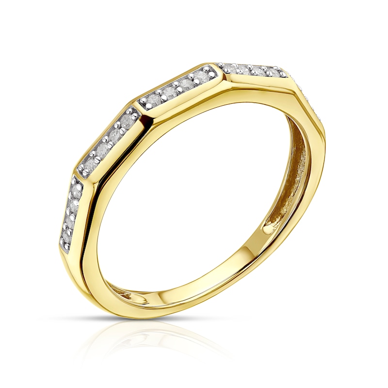 Main Image 2 of 9ct Yellow Gold 0.12ct Diamond Five Row Half Eternity Ring