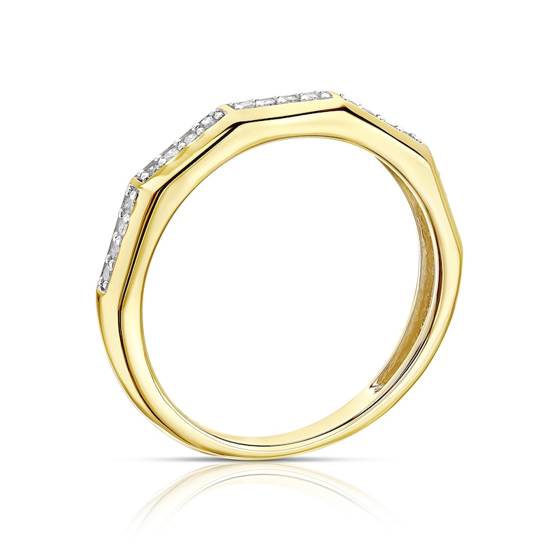 Main Image 3 of 9ct Yellow Gold 0.12ct Diamond Five Row Half Eternity Ring