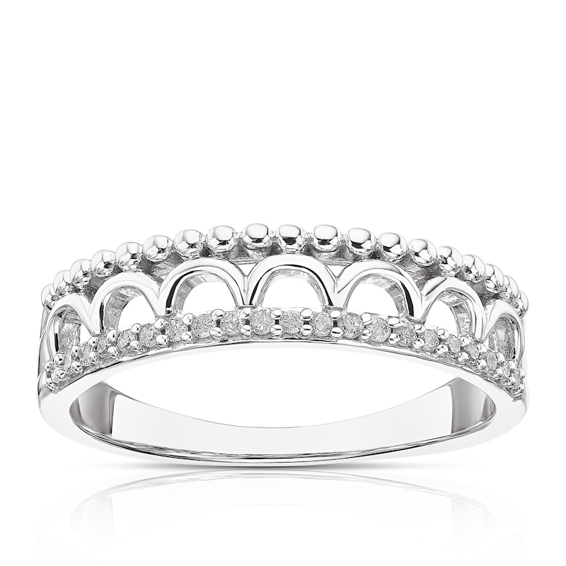 Main Image 1 of Sterling Silver 0.10ct Diamond Half Eternity Ring