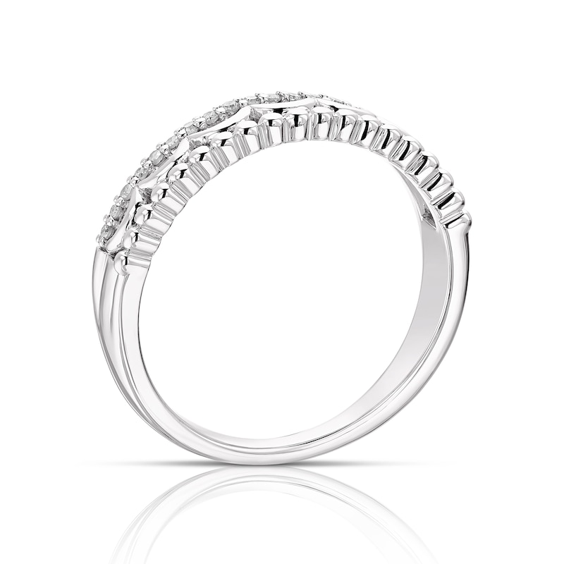 Main Image 3 of Sterling Silver 0.10ct Diamond Half Eternity Ring