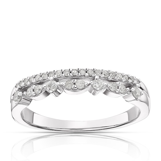 Sterling Silver 0.20ct Diamond Two Row Half Eternity Ring