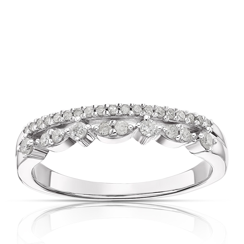 Main Image 1 of Sterling Silver 0.20ct Diamond Two Row Half Eternity Ring