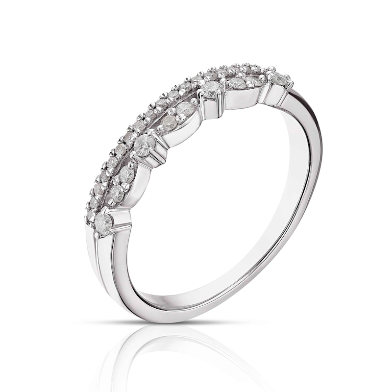 Main Image 2 of Sterling Silver 0.20ct Diamond Two Row Half Eternity Ring