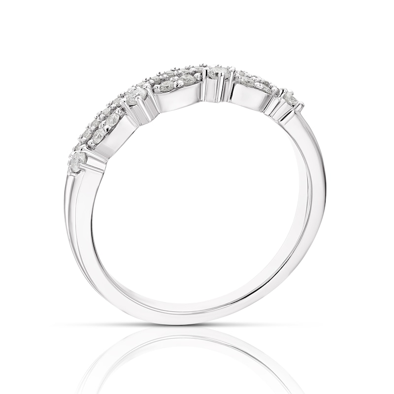 Main Image 3 of Sterling Silver 0.20ct Diamond Two Row Half Eternity Ring