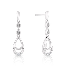 Sterling Silver 0.05ct Diamond Pear Drop Earrings