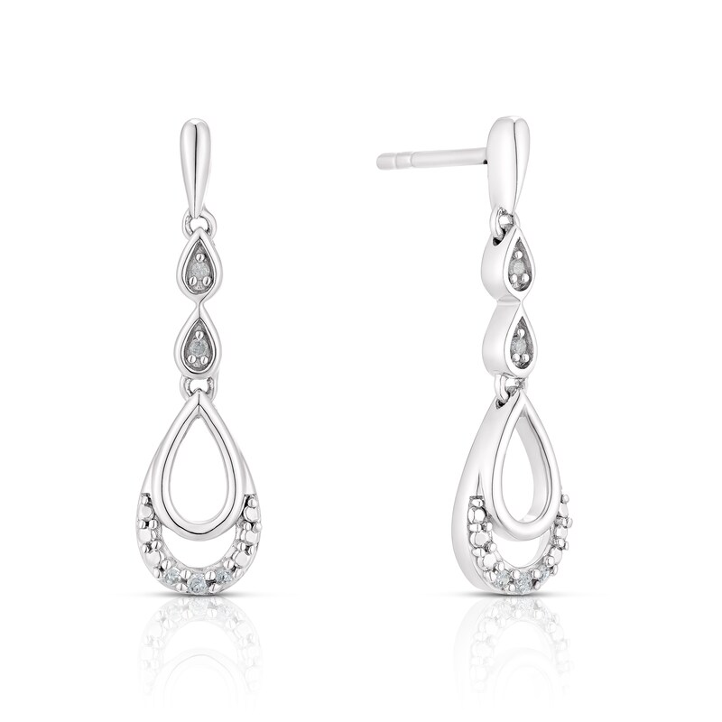 Sterling Silver 0.05ct Diamond Pear Drop Earrings