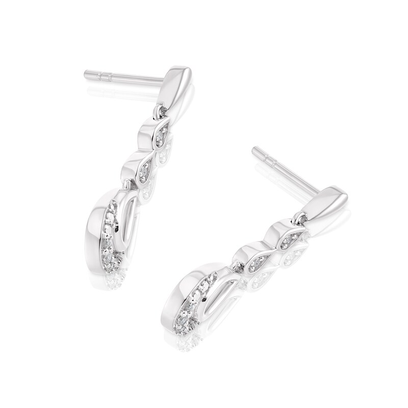 Sterling Silver 0.05ct Diamond Pear Drop Earrings