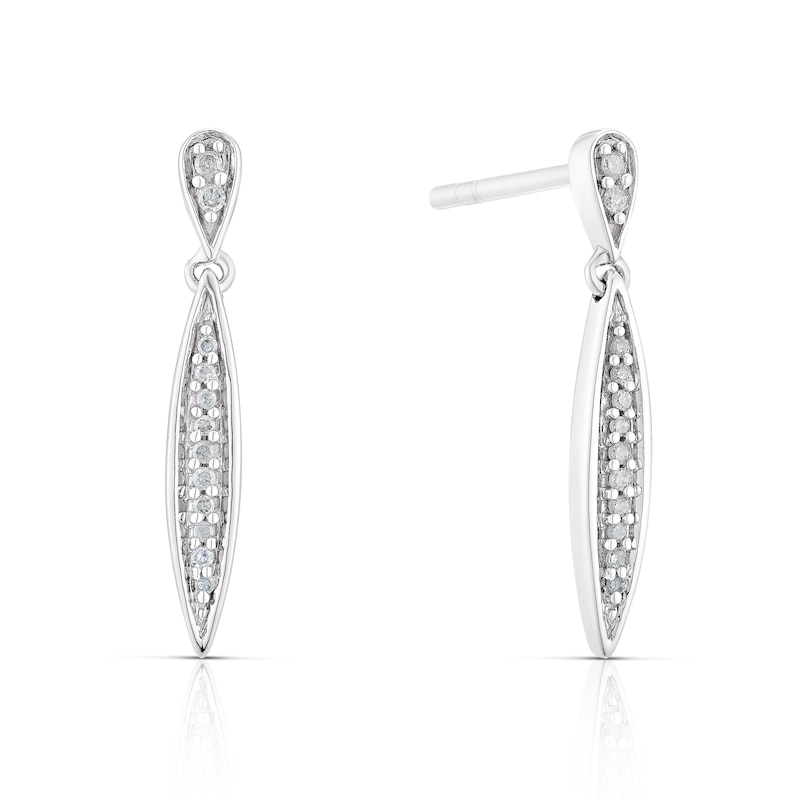 Main Image 1 of Sterling Silver 0.08ct Total Diamond Drop Earrings