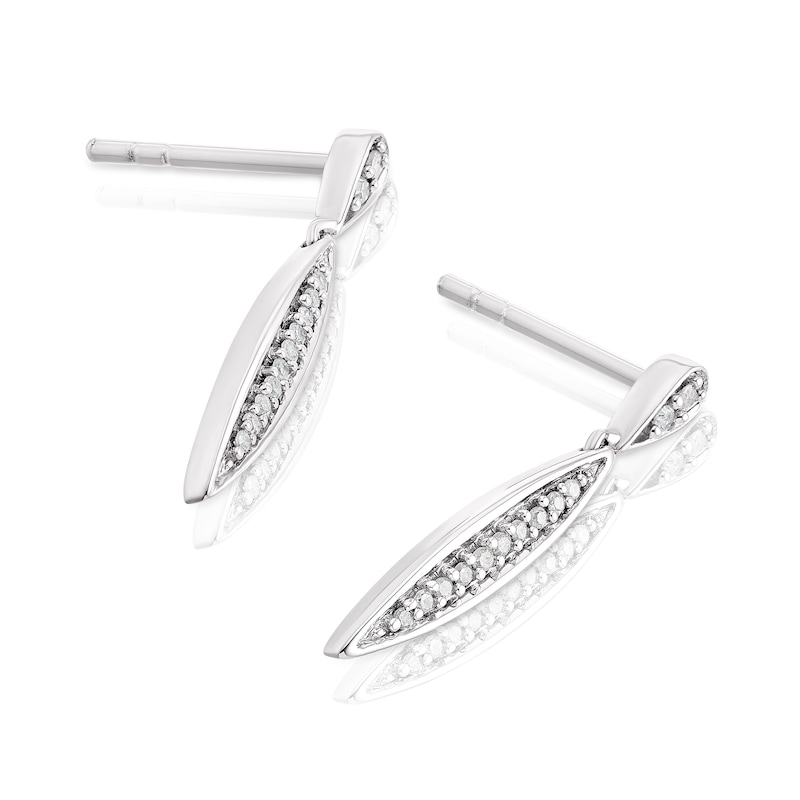 Main Image 2 of Sterling Silver 0.08ct Total Diamond Drop Earrings