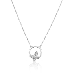 Sterling Silver 0.10ct Diamond Butterfly Necklace