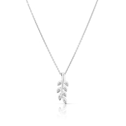 Sterling Silver 0.05ct Diamond Leaf Pendant