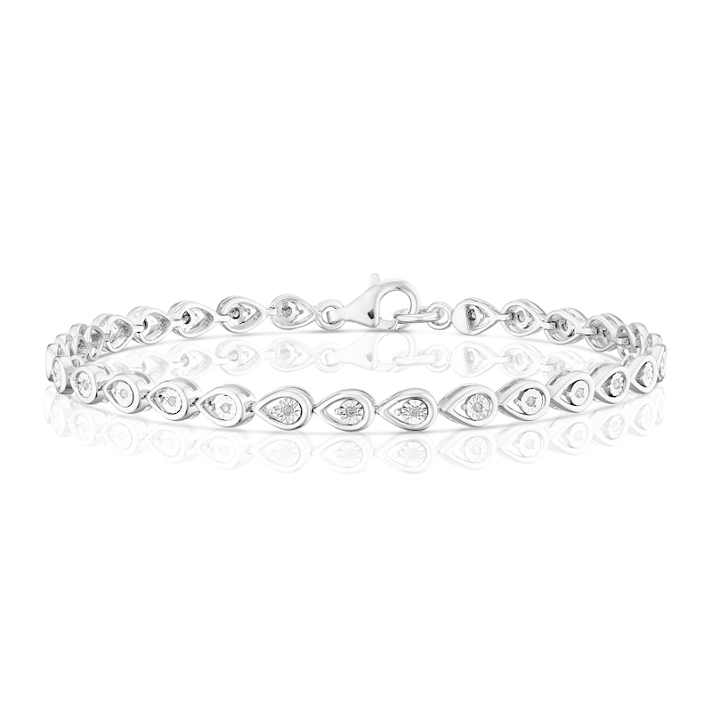 Sterling Silver 0.10ct Diamond Pear Bracelet