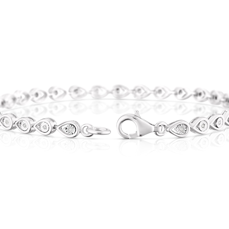 Main Image 3 of Sterling Silver 0.10ct Diamond Pear Bracelet
