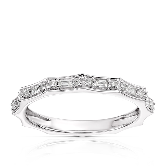 9ct White Gold 0.20ct Diamond Pave Half Eternity Ring