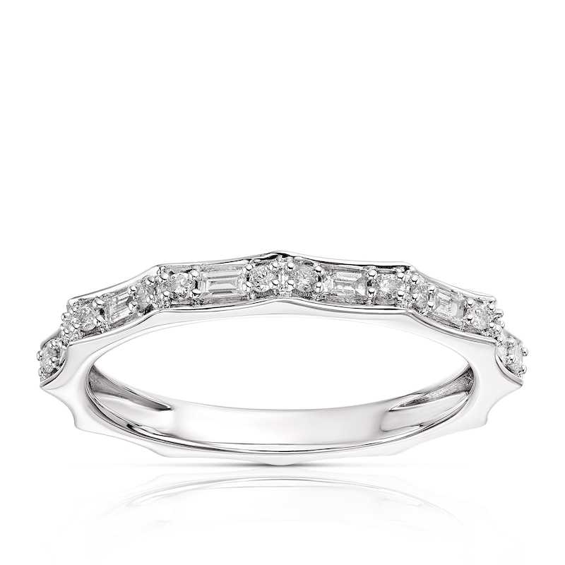 9ct White Gold 0.20ct Diamond Pavé Half Eternity Ring