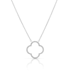 Thumbnail Image 1 of Sterling Silver 0.15ct Diamond Clover Necklace