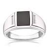 Thumbnail Image 1 of Men's Sterling Silver Onyx & Diamond Square Signet Ring