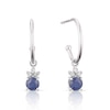 Thumbnail Image 0 of Sterling Silver Sapphire 0.05ct Diamond Drop Hoop Earrings