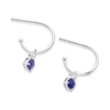 Thumbnail Image 2 of Sterling Silver Sapphire 0.05ct Diamond Drop Hoop Earrings